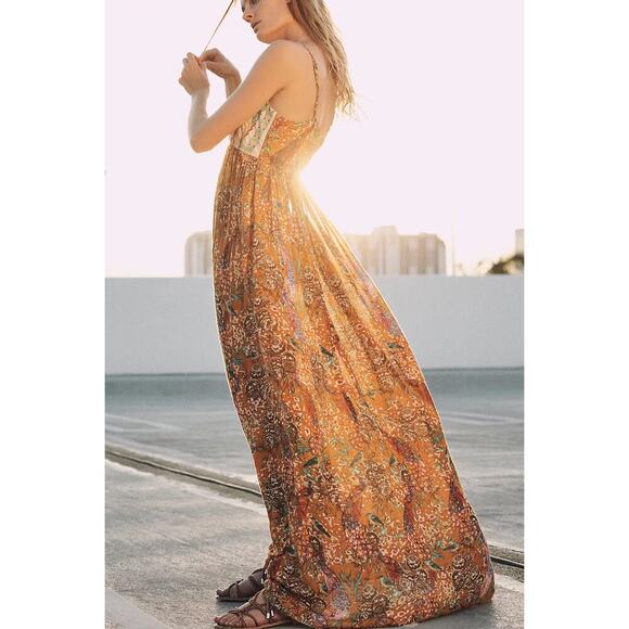 Raga X Anthropologie Women's Parkland Maxi Dress Embroiderd Spaghetti Straps - Picture 4 of 12